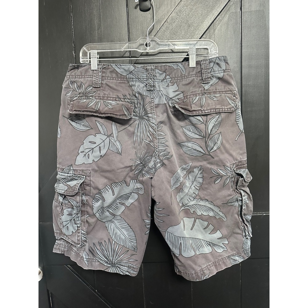Gap Lived-In Mens Cargo Shorts Gray Tropical Leaf Print Size 34 Cotton Gorpcore - Picture 3 of 7